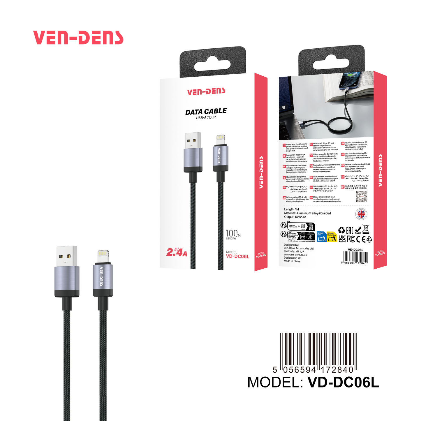 5V 2.4A Type-A to iPhone Charging Cable