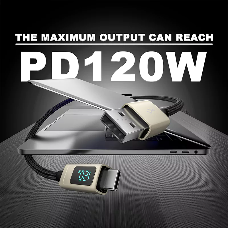 120W Type-A to Type-C Display Fast Charging Cable
