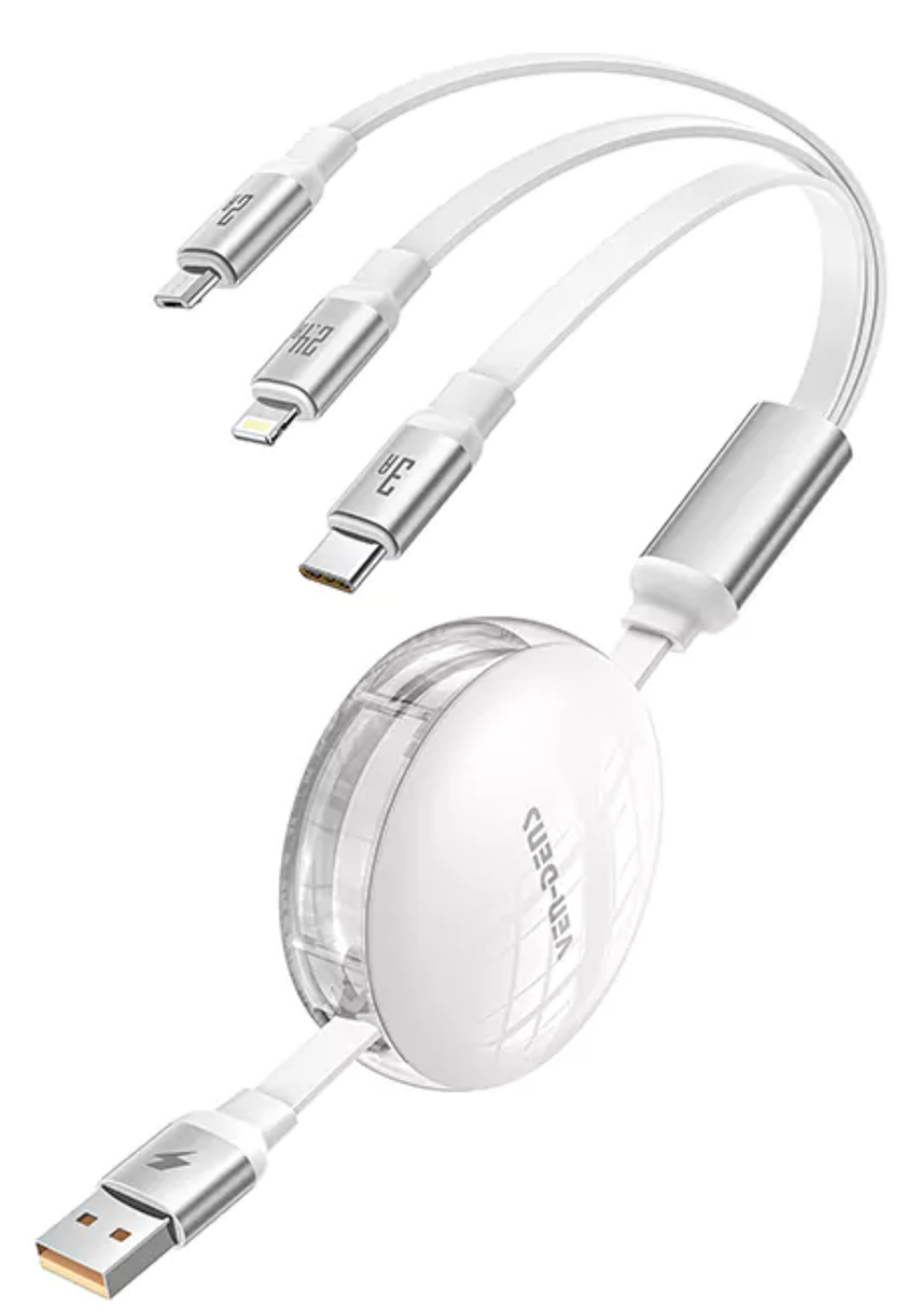 3 in 1 - 15W Type-A to Type-C + iPhone + Micro Data Cable