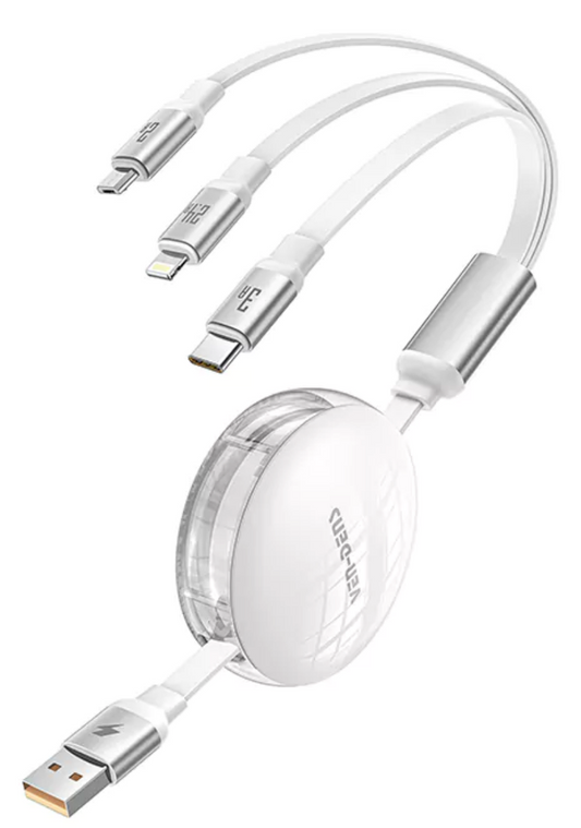 3 in 1 - 15W Type-A to Type-C + iPhone + Micro Data Cable
