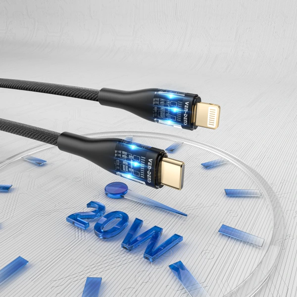 9V/3A 20W Type-C To iPhone Cable Display Fast Charging