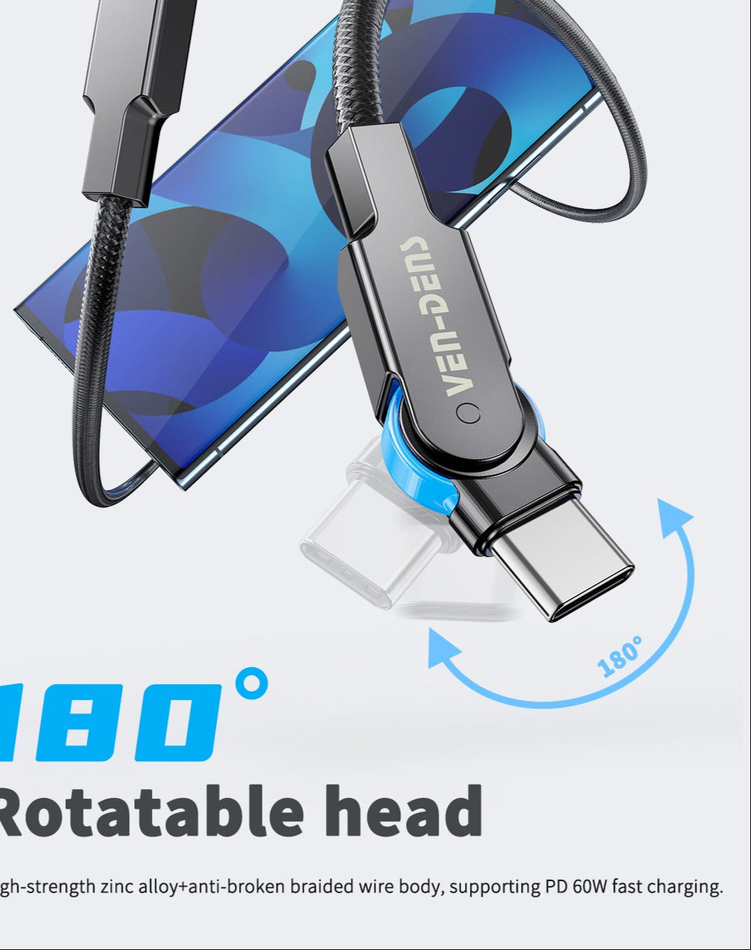 9V/2A 18W Type-A to Type-C  Fast Charging Data Cable