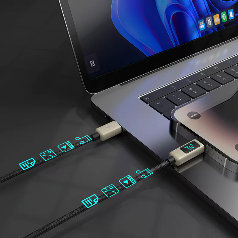 9V/3A 20W Type-C To iPhone Cable Display Fast Charging