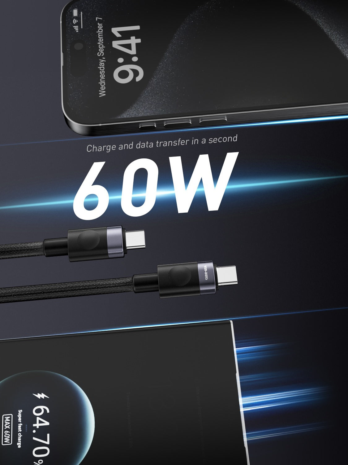 2.4A 5V Type-A to iPhone Charging Cable