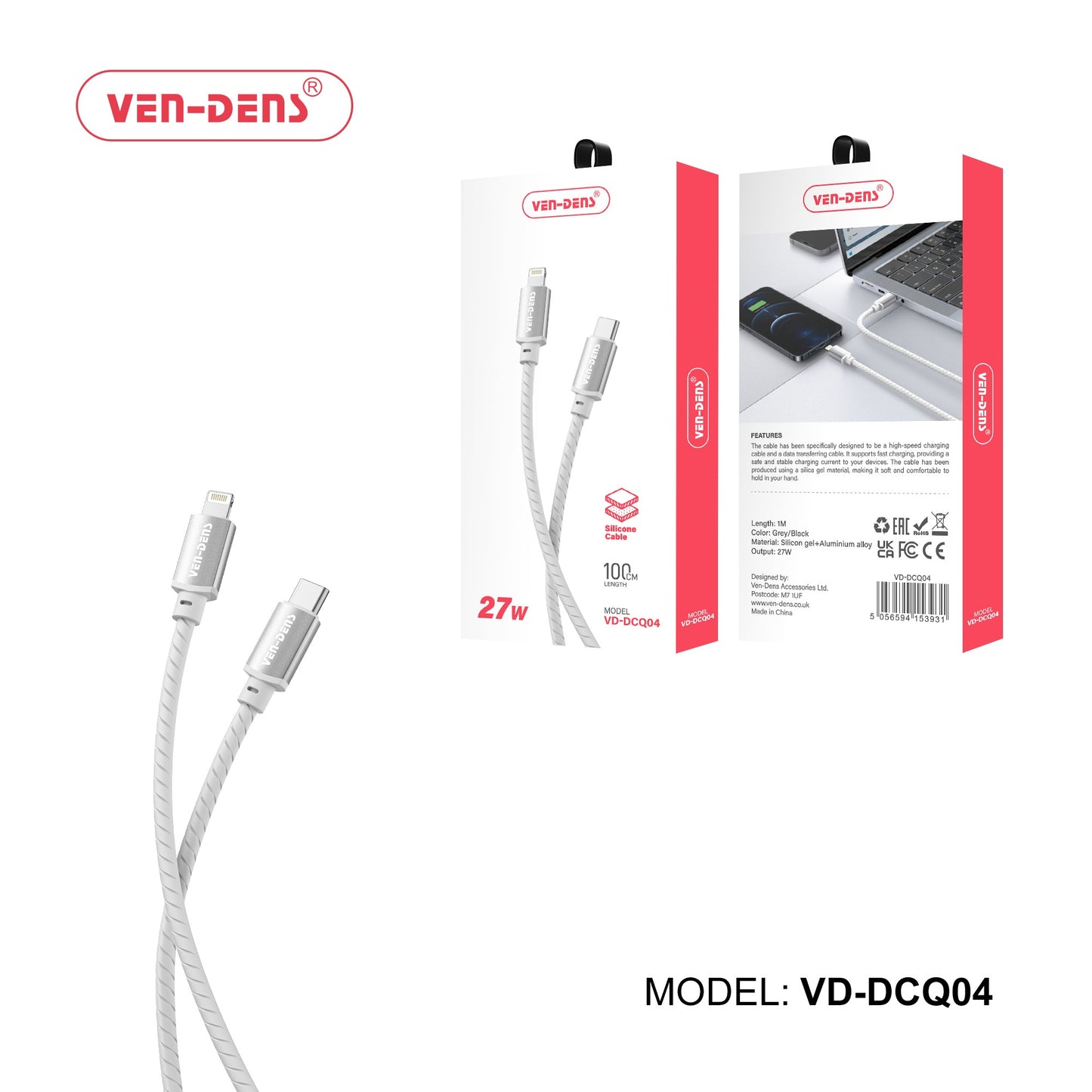 27W Type-C to iPhone Silicone Cable